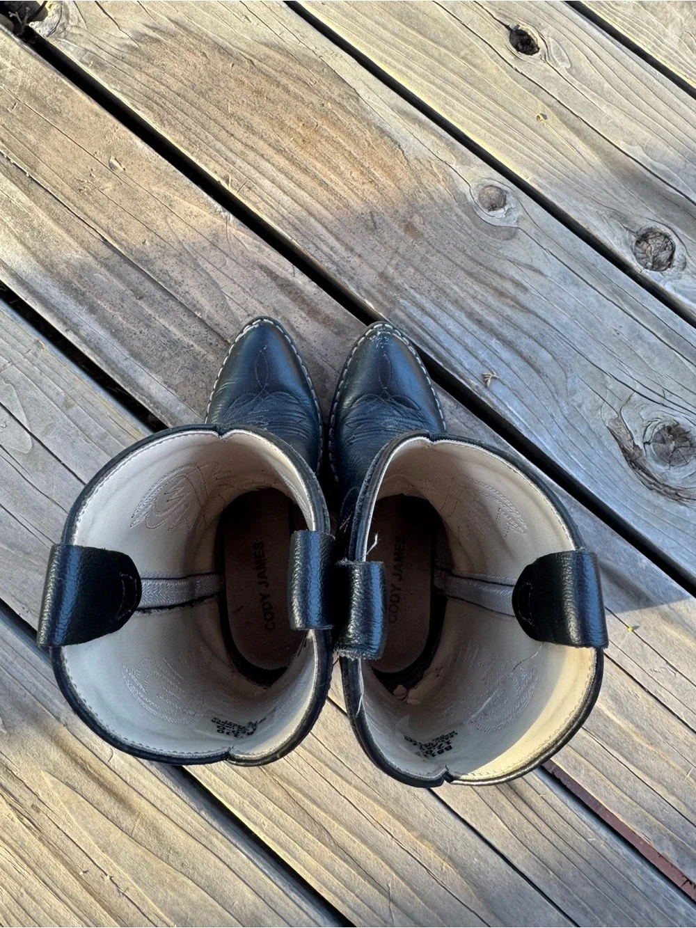 Kids Black Western Cowboy Boots with Red Stitching